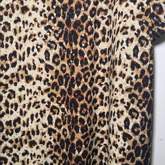 Wilde Women’s Leopard Print Sequin Open Short Sleeve Top Plus Size 2X - Picture 3 of 8